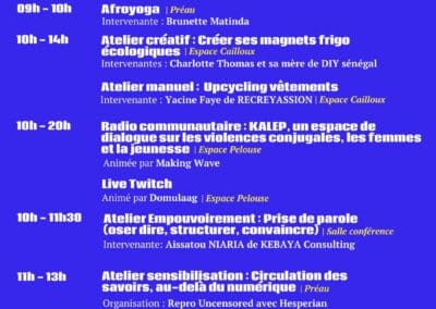 Festival KV#7 Programmation samedi 1